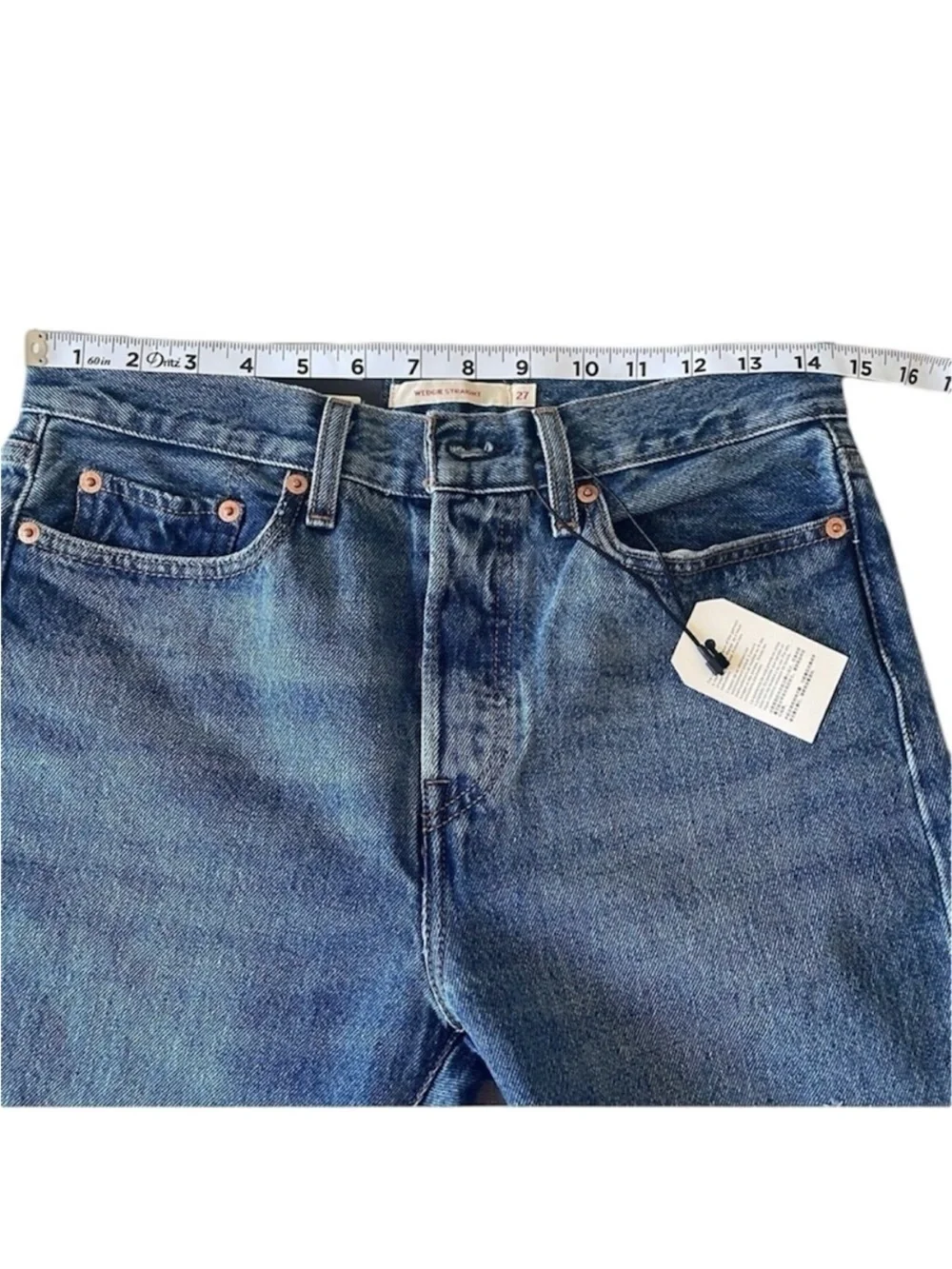 New LEVI’S High Rise Distressed Wedge Straight Leg Denim Jeans